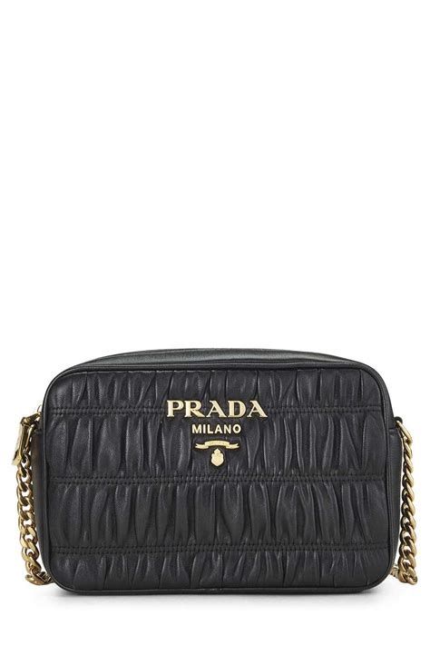 prada nappa gaufre camera bag|PRADA Nappa Gaufre Camera Bag Black .